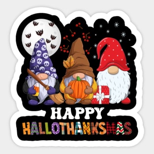 Halloween Thanksgiving Christmas Happy HalloThanksMas Gnomes Sticker